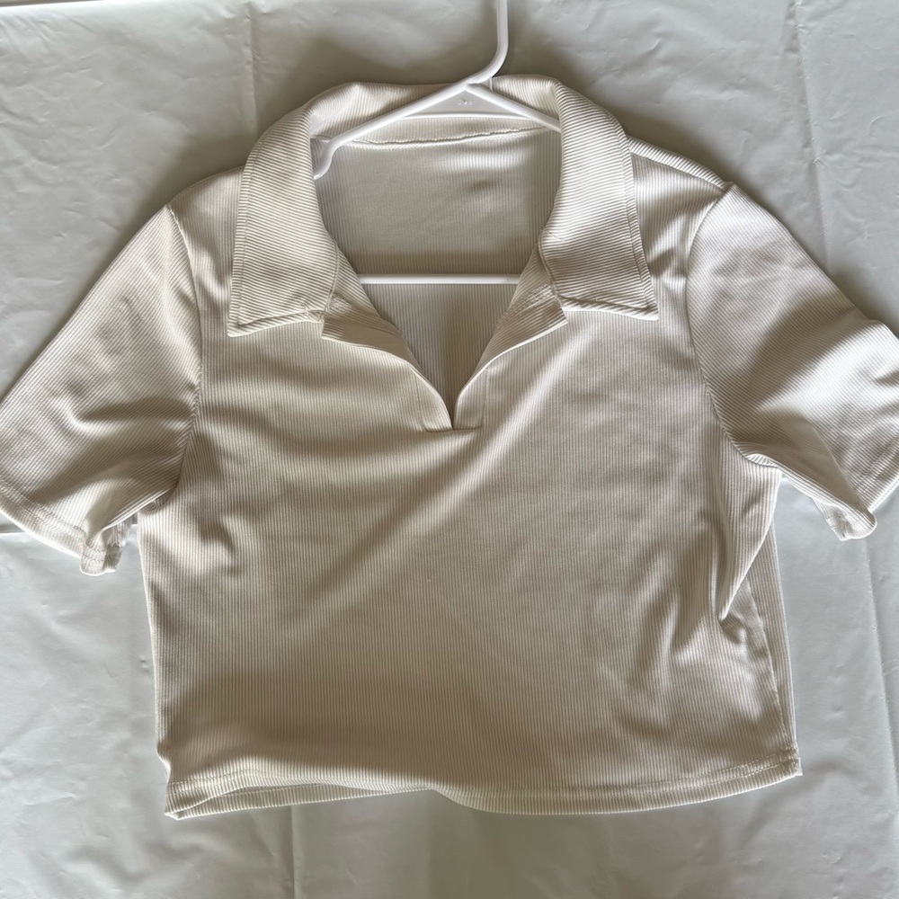 Women's White Polo Top